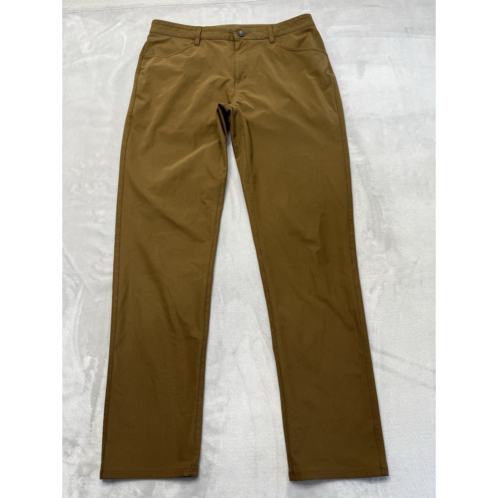 Vuori Meta Pants Men 33 Brown Quick Dry Stretch Tapered Golf Chino V430 Exc